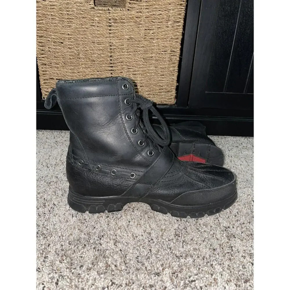 Polo Ralph Lauren RL Mens Andres III Boots Mens 10.5 D Black Leather Buckle RARE - Picture 7 of 11